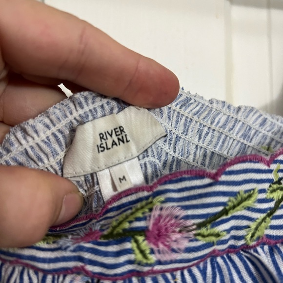 River Island Smocked Embroidered Cotton Mini Dress, M - Picture 7 of 14